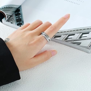 JAJAFOOK Triple Band Interlocked Rolling Ring for Women