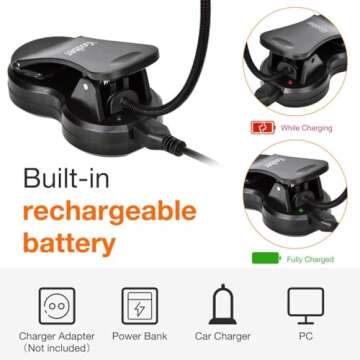 iGoober Amber Book Light, Rechargeable Blue Light Blocking Reading Light, Clip on Book Lamp, 3 Brightness Eye Care Sleep Aid Lights, for Kids, Bookworms and Kindle