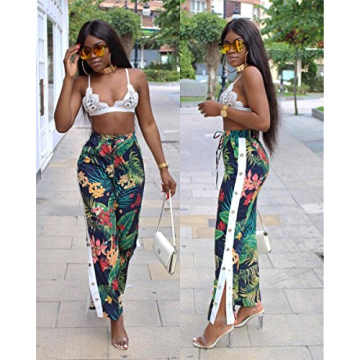 Women's Floral Printed High Waist Bodycon Leggings Pants