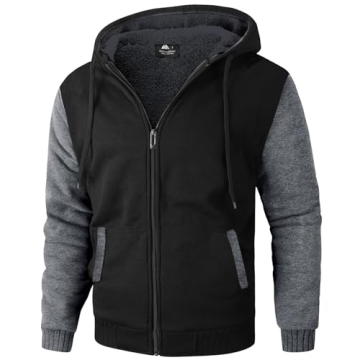 SWISSWELL Men Zip Up Hoodies Sherpa Lined Jacket Heavyweight Fleece Sweatshirt Winter Warm Hooded Co...