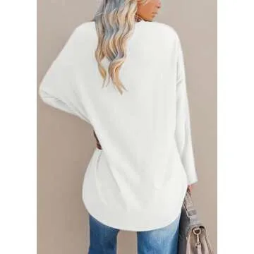 Fazortev Womens Oversized Long Sleeve T Shirts Los Angeles California Graphic Tees Loose Fit Casual Crew Neck Tunic Tops White