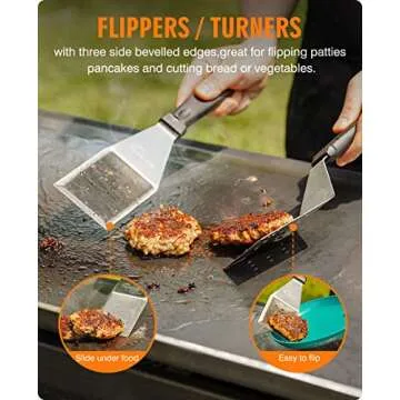 HOMENOTE Griddle Accessories Kit, Exclusive Griddle Tools Spatulas Set for Blackstone - 8 Pcs Commercial Grade Flat Top Grill Accessories - Great for Outdoor BBQ, Teppanyaki and Camping, Black