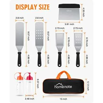 HOMENOTE Griddle Accessories Kit, Exclusive Griddle Tools Spatulas Set for Blackstone - 8 Pcs Commercial Grade Flat Top Grill Accessories - Great for Outdoor BBQ, Teppanyaki and Camping, Black