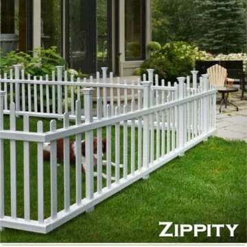 2.5ft H x 4.7ft W (2 Panels) No Dig Zippity Madison Fence Panel Kit, No Dig Fence Panels, White Viny...