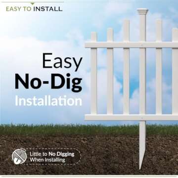 2.5ft H x 4.7ft W (2 Panels) No Dig Zippity Madison Fence Panel Kit, No Dig Fence Panels, White Vinyl Fences for Yard, Temporary Fence for Backyard, White Picket Fence Garden Border, DIY Fence ZP19001