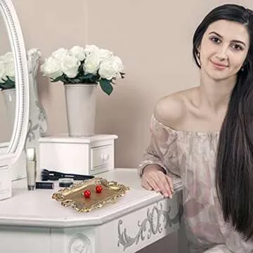 Vintage Gold Small Jewelry Tray Rustic Ring Dish Plate Antique Earring Necklace Brass Tray Cute Trinket Dish Home Decor Gift Mini Decorative Wedding Little Jewelry Display Holder Trays