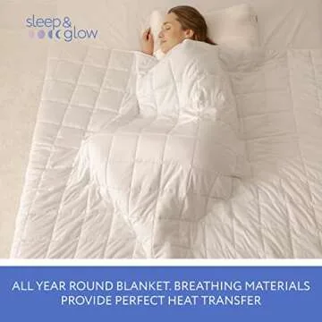 SLEEP & GLOW Cooling Weighted Blanket Premium 400 TC Cotton with Glass Beads & No Glue All Season Breathable Heavy Blanket - 20 LBS Queen Size 90” x 90 (White)