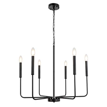 WBinDX 6-Light Black Chandelier for Home Elegance