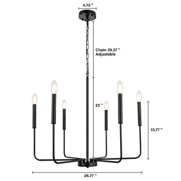 WBinDX 6-Light Black Chandelier for Home Elegance