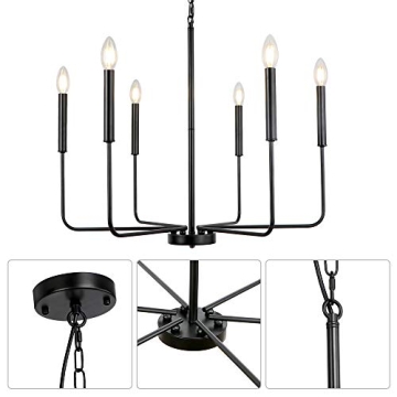 WBinDX 6-Light Black Chandelier for Home Elegance