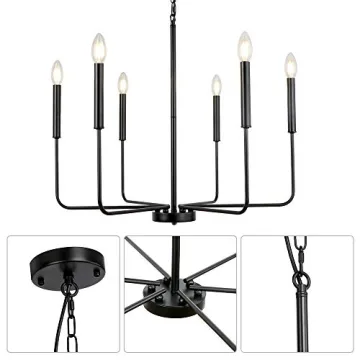 WBinDX 6-Light Black Chandelier for Home Elegance