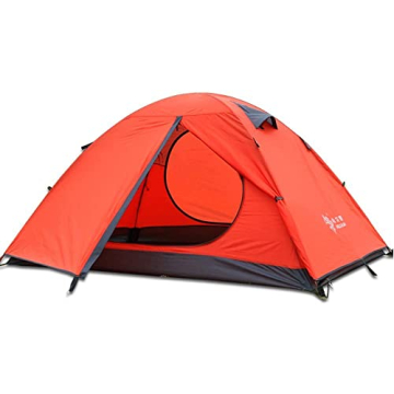 2 Person Backpacking Tent 3-4 Season Windproof Camping Tent Awning Family Tent Two Doors Double Laye...