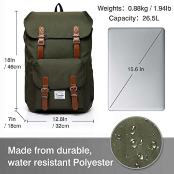VASCHY Waterproof Hiking Backpack for Laptop & College Essentials
