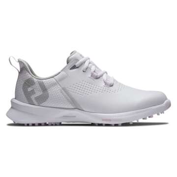 FootJoy Women's FJ Fuel Previous Season Style Golf Shoe, White/White/Pink, 8.5 Wide