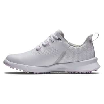 FootJoy Women's FJ Fuel Previous Season Style Golf Shoe, White/White/Pink, 8.5 Wide