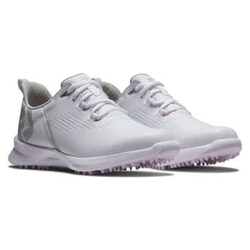 FootJoy Women's FJ Fuel Previous Season Style Golf Shoe, White/White/Pink, 8.5 Wide