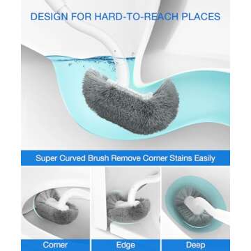 OSCIOSS Ergonomic Toilet Bowl Brush Set for Compact Spaces