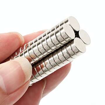 Fridge Magnets 90Pcs 8x3 MM Round Strong Magnets for Fridge Rare Earth Magnets Refrigerator Magnets in Home Office and School Multi-Use Sliver Magnets