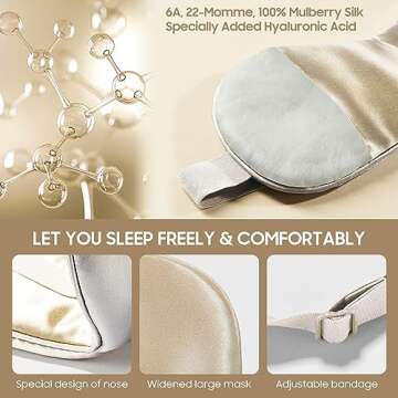 Sleep Mask 100% Mulberry Silk for Light Blocking, ZOESMIEN Eye Mask for Women Men Side Sleeper, Puff...