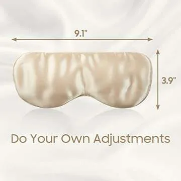 Sleep Mask 100% Mulberry Silk for Light Blocking, ZOESMIEN Eye Mask for Women Men Side Sleeper, Puffiness Dry Eyes Headache, Adjustable Strap, Christmas Gift Package, Champagne Gold