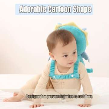 Feidoog Baby Head Protector Cushion Backpack with 3 Knee Pads for Walking & Crawling,Dragon