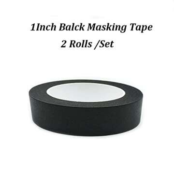 Zellykool Black Masking Tape, 1 Inch x 55 Yards, 2 Rolls, Painters Tape for Painting, Home, Office, ...