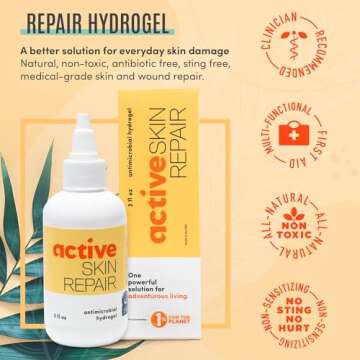 Active Skin Repair First Aid Healing Skin Hydrogel - Natural & Non-Toxic Repairing Ointment with Hyp...