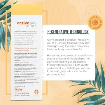 Active Skin Repair First Aid Healing Skin Hydrogel - Natural & Non-Toxic Repairing Ointment with Hypochlorus Acid for Minor Cuts, Wounds, Scrapes, Rashes, Sunburns, & More, HSA/FSA Eligible, 3 oz