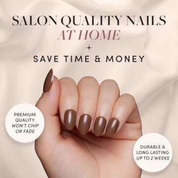 Glamnetic Press On Nails - Chocolate Brown | Opaque Muted Soft Brown Short Oval False Nails, Reusable Stick On Fake Nails with Glue | Salon Quality | 15 Sizes - 30 Nail Kit
