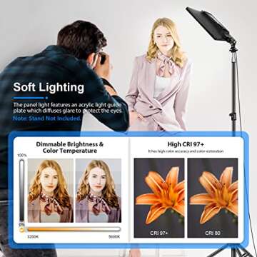 NEEWER Advanced 2.4G LED Video Light Panel Lighting Kit, 12.9" Dimmable Bi Color Soft Key Light with Remote/3200K~5600K/CRI 97+/Built in 7.4V 5200mAh Battery for Game/Live Stream/YouTube/Photography