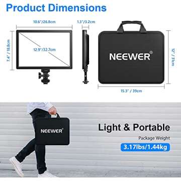 NEEWER Advanced 2.4G LED Video Light Panel Lighting Kit, 12.9" Dimmable Bi Color Soft Key Light with Remote/3200K~5600K/CRI 97+/Built in 7.4V 5200mAh Battery for Game/Live Stream/YouTube/Photography