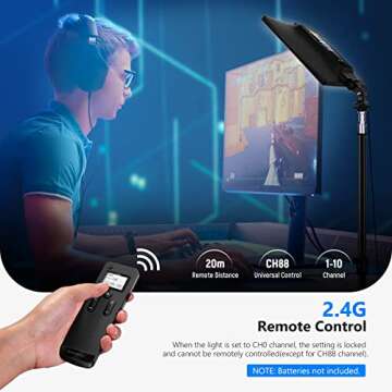 NEEWER Advanced 2.4G LED Video Light Panel Lighting Kit, 12.9" Dimmable Bi Color Soft Key Light with Remote/3200K~5600K/CRI 97+/Built in 7.4V 5200mAh Battery for Game/Live Stream/YouTube/Photography