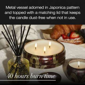 Voluspa Goji Tarocco Orange, 3 Wick Tin Candle, 12 Ounces, 40 Hour Burn Time, All Natural Wicks and Coconut Wax for Clean Burning, Vegan, Poured in the USA