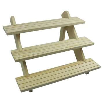 NAJMECHOY 3-Tier Retail Display Riser, Earring & Ring Holder Wood Stand Storage Shelf Jewelry Earrings Rack Desktop Display Simple Cupcake Rack Frame (Log Wood)