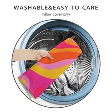 Akame Retro 70s Pink and Orange Swirls Throw Pillow Covers Cozy Square Throw Pillow Case Home Decorative for Bed Couch Sofa Living Room Cushion Cover 18inchX18inch,Geometric, One Size