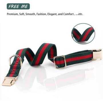 Premium Dog Collar, Cute Dog Collars Luxury Style, Durable Pet Collars and Dog Leash with Metal Buck...