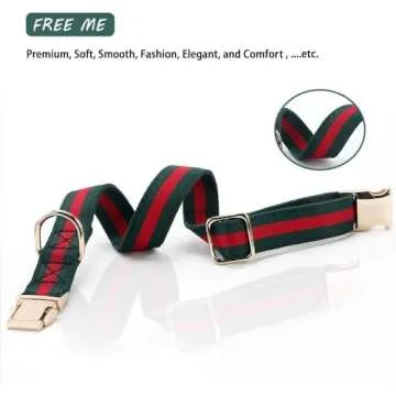 Premium Dog Collar, Cute Dog Collars Luxury Style, Durable Pet Collars and Dog Leash with Metal Buck...