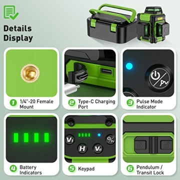 Huepar Laser Level 360 Rechargeable Green Beam Tool