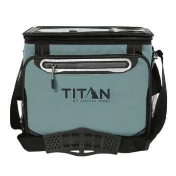 Titan Arctic Zone - Insulated Leak-Proof Collapsible Cooler Bag, Holds 40 Cans, Teal, Blue