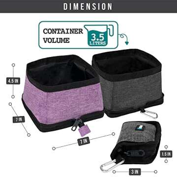 PetAmi Collapsible Dog Bowls 2 Pack, Food and Water Bowls Travel Set, Portable Pet Dish No Spill, Fo...