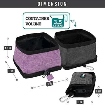 PetAmi Collapsible Dog Bowls 2 Pack, Food and Water Bowls Travel Set, Portable Pet Dish No Spill, Fo...