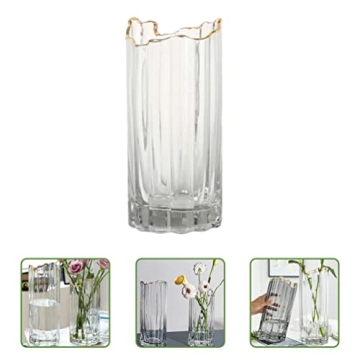 LIFKOME Vertical Striped Glass Vase for Elegant Arrangements