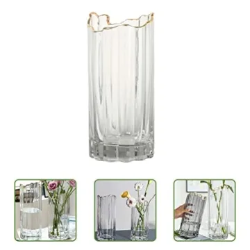 LIFKOME Vertical Striped Glass Vase for Elegant Arrangements