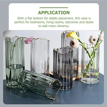 LIFKOME Vertical Striped Glass Vase for Elegant Arrangements