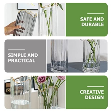 LIFKOME Vertical Striped Glass Vase for Elegant Arrangements