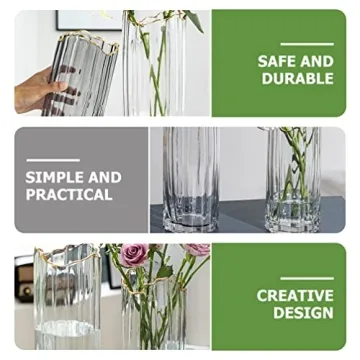 LIFKOME Vertical Striped Glass Vase for Elegant Arrangements