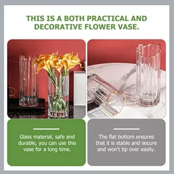 LIFKOME Vertical Striped Glass Vase for Elegant Arrangements