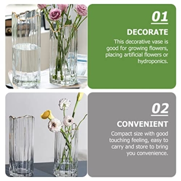 LIFKOME Vertical Striped Glass Vase for Elegant Arrangements