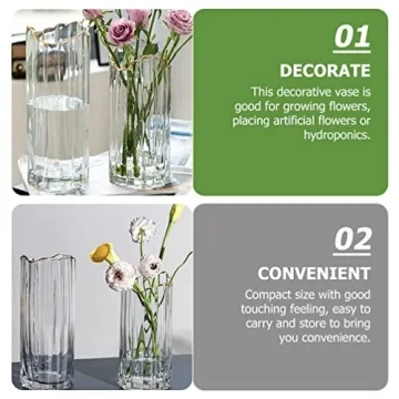 LIFKOME Vertical Striped Glass Vase for Elegant Arrangements