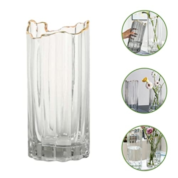 LIFKOME Vertical Striped Glass Vase for Elegant Arrangements